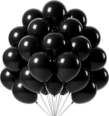 Black Balloons 100 Pack,12 Inch Matte Black Latex Helium-Ready Garland for Birthdays Weddings Baby Showers Graduations Elegant Arch Decorations