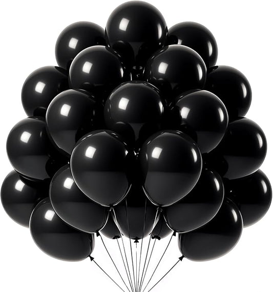 Black Balloons 100 Pack,12 Inch Matte Black Latex Helium-Ready Garland for Birthdays Weddings Baby Showers Graduations Elegant Arch Decorations