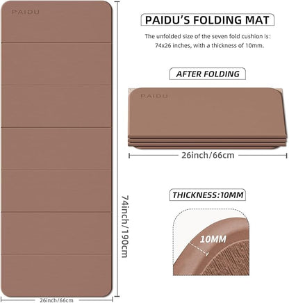 Foldable Fitness Yoga Mat | 2/5" (10MM) Extra Thick | SGS Certified Non-Slip TPE | 75x26" Extra Long-Wide | Portable & Easy Store | for Yoga, Pilates, Home Gym & Full-Body Workouts