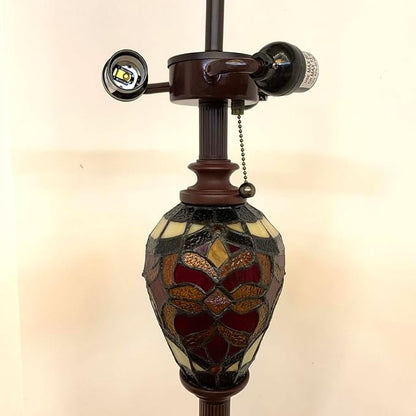 Bieye L10867 Baroque Tiffany Style Stained Glass Double Lit Floor Lamp for Home Decor 64-inch Tall (18-inch Wide, Red)