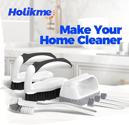 Holikme Deep Cleaning Brush Set, Scrub Pads with Scraper Tip for Pool Walls, Bathroom, Grout, Floor, Tub, Shower and Kitchen Surface, Abrasive Wheel Brushes (Negro)