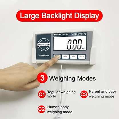 Medical Scale With Portable Carrying Bag, Larger Remote Display, 660lbs / 0.02lb, Floor Physician Scale, Longer Coiled Cord, Heavy Duty Digital for Body Weight, Measure in kg/oz/lb