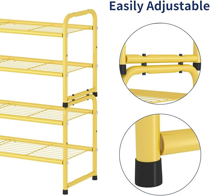 SUFAUY 2-Tier 33" Wide Shoe Rack, Closet Metal Shoe Rack Organizer Heavy Duty, Stackable, Gold