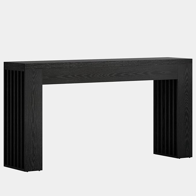 Tribesigns 59-Inch Long Wooden Console Sofa Table Behind The Couch with Vertical Slat Legs for Entrance, Hallway, Entryway, Living Room (Black)