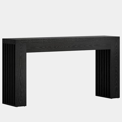 Tribesigns 59-Inch Long Wooden Console Sofa Table Behind The Couch with Vertical Slat Legs for Entrance, Hallway, Entryway, Living Room (Black)