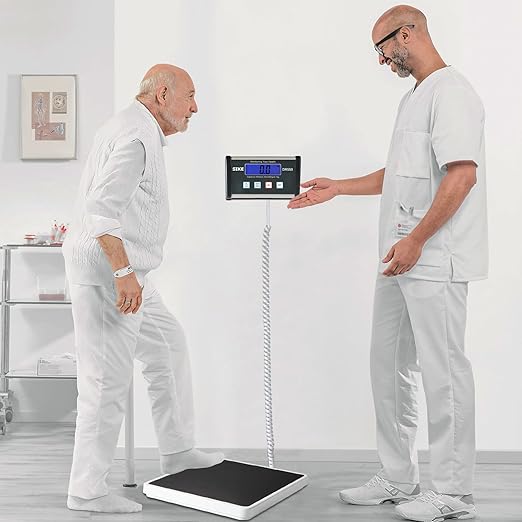SIKE Digital Physician Scale, Medical Floor Scale for Body Weight, 550 lb Limit Professional Weight Scale, Portable Easy to Read Digital Display, Heavy Duty, Pound & KG Settings, 12.5" x 12" Platform