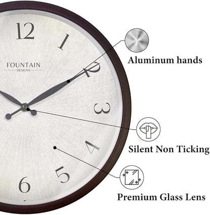 12 Inch Modern Farmhouse Wall Clock, No Ticking Silent Clock, Vintage Oil Rubbed Bronze Black