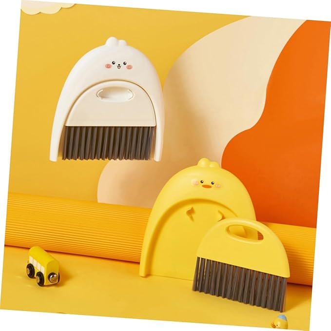FAVOMOTO Mini Cartoon Animal Broom with Portable Dustpan Soft Wear-Resistant Brush for Desktop Cleaning Lightweight Tabletop Sweeper for Home Office Car Detailing Dormitory Use