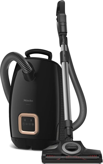 Miele New Guard L1 Cat & Dog Bagged Canister Vacuum for Pet Owners with Odor-Reducing Active AirClean Filter, TurboTeQ Floorhead, and AllTeQ Universal Floorhead, in Obsidian Black/Rose Gold