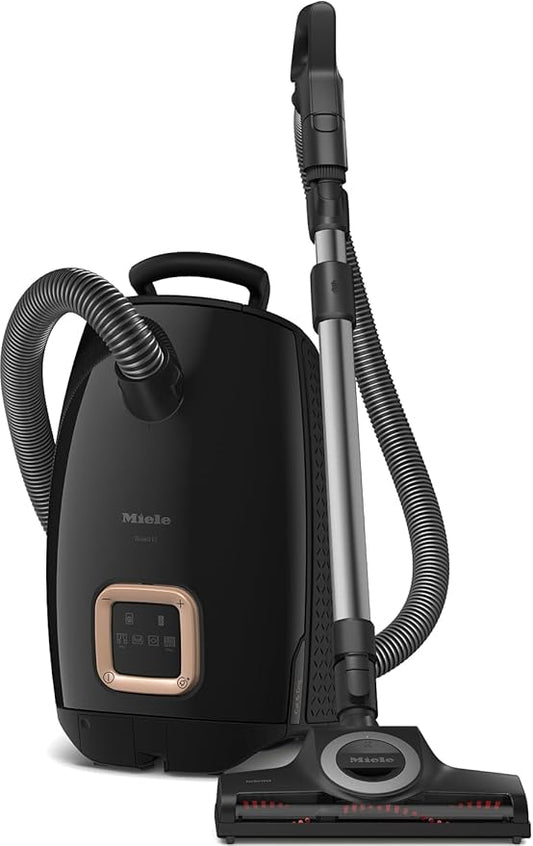 Miele New Guard L1 Cat & Dog Bagged Canister Vacuum for Pet Owners with Odor-Reducing Active AirClean Filter, TurboTeQ Floorhead, and AllTeQ Universal Floorhead, in Obsidian Black/Rose Gold