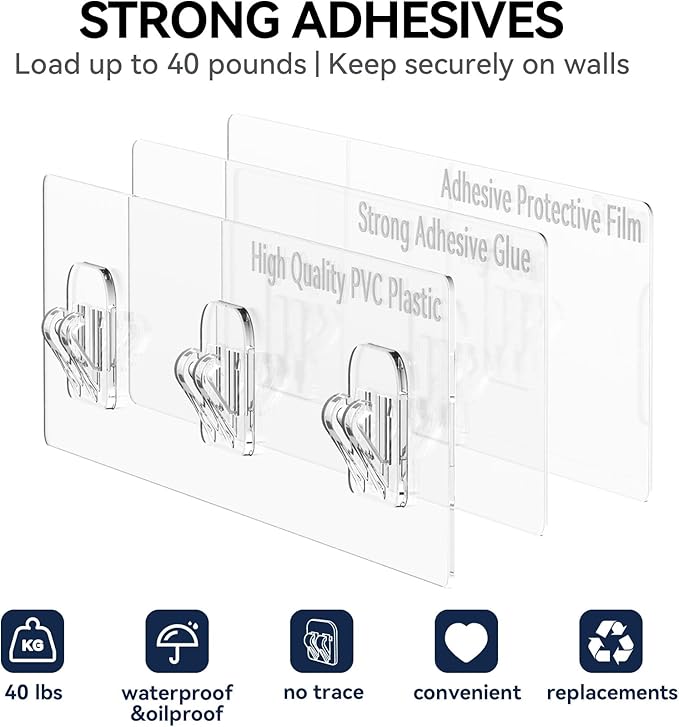 YASONIC Shower Caddy 6 Pack Rustproof Shower Organizer, Large Capacity Shower Shelves for Inside Shower, Bathroom Organizers and Storage with Soap Holder and 12 Hooks, Adhesive Shower Storage