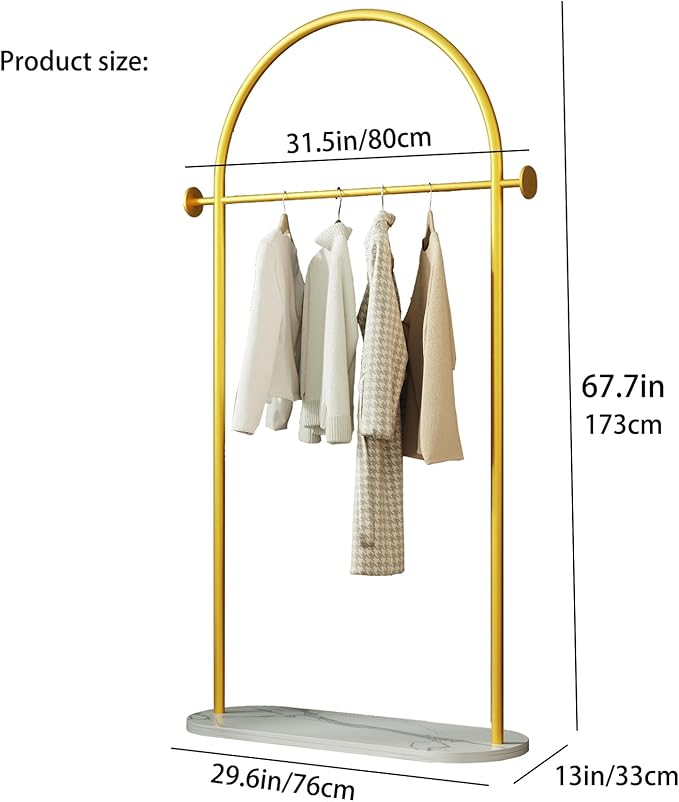 Gold Modern Clothing Rack with Marble Base - Heavy Duty Freestanding Garment Rack for Hanging Clothes, Storage in Bedroom, Living Room, Entryway, Boutiques (gold)