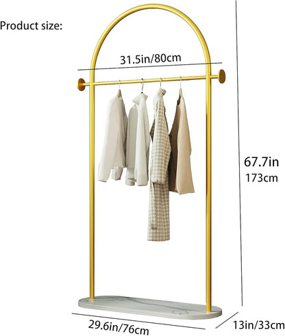 Gold Modern Clothing Rack with Marble Base - Heavy Duty Freestanding Garment Rack for Hanging Clothes, Storage in Bedroom, Living Room, Entryway, Boutiques (gold)