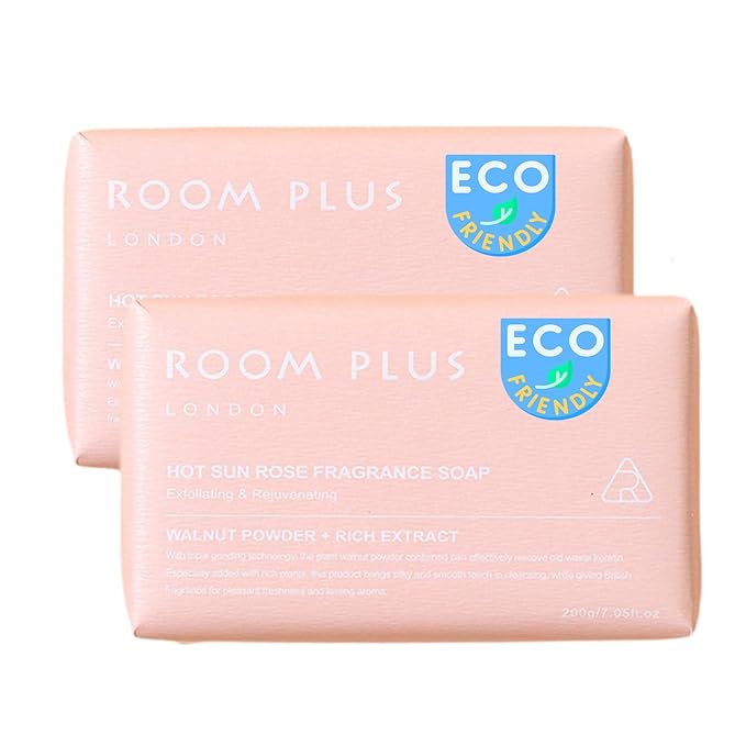 Fragrance Bar Soap,Big Brick of Bath Soap(pack of 2,14oz)Floral Scent, Exfoliates Bars,Natural Soap Bar,Made with Organic Oils, For Body and Hair, ROOMPLUS-ROSE,Moisturizing Dry Skin,Gentle Cleaning