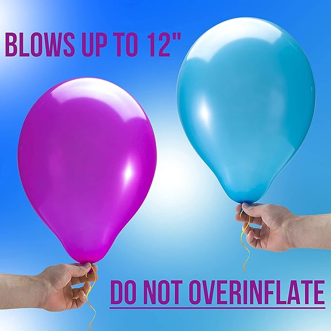 Prextex 300 Party Balloons 12 Inch 10 Assorted Rainbow Colors - Bulk Pack of Strong Latex Balloons for Party Decorations, Birthday Parties Supplies or Arch Decor - Helium Quality