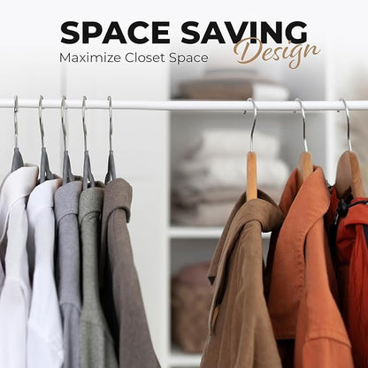 30 Pack Velvet Hanger for Shirt Pants Dresses Skirts Suits Jackets - Slim Space Saving Design - Standard Coat Hanger - Sturdy & Durable Design with Shoulder Grooves Hook - Grey