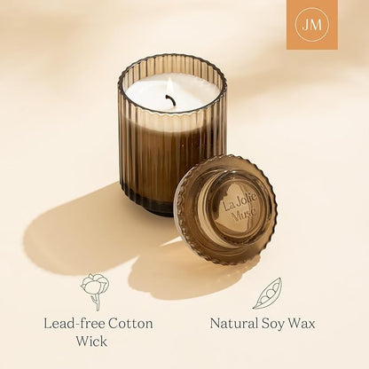 LA JOLIE MUSE Sandalwood Candles, Scented Candles for Home, Candle Gifts for Women & Men, Glass Jar Candle, 40 Hours Burning Time, Santal Himalayen, 7oz