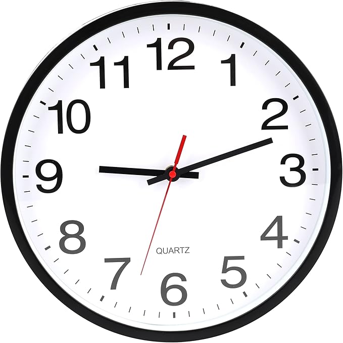OceeK Black Wall Clock, 10 Inch Silent Non-Ticking Modern Wall Clocks,Small Analog Clocks Quality Quartz Battery Operated