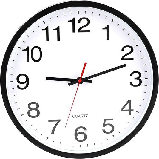OceeK Black Wall Clock, 10 Inch Silent Non-Ticking Modern Wall Clocks,Small Analog Clocks Quality Quartz Battery Operated