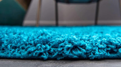 Unique Loom Solid Shag Collection Area Rug (2' 6" x 19' 8" Runner, Turquoise)