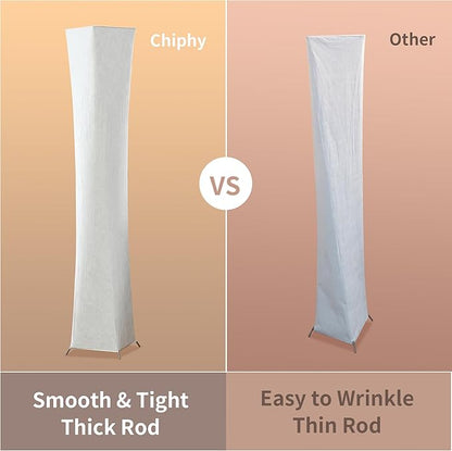 chiphy Floor Lamp, Dimmable 52" (S) Tall Standing Lamp, 3 Levels Adjustable Brightness 12Wx2 LED Bulbs, Column Floor Lamps, White Fabric Shade, Home Decor for Living Room, Bedroom, Kids Room