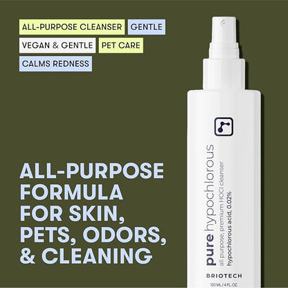 BRIOTECH Pure Hypochlorous Acid Spray and Cleanser, Original Premium HOCl Topical Solution, Multi-Purpose Cleaner, Family Approved & Pet Friendly, 4 fl oz