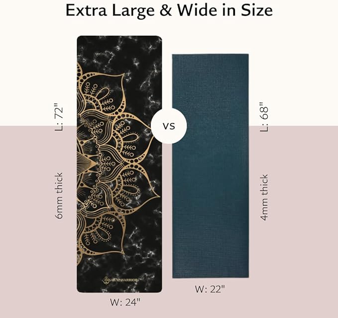 TPE Yoga Mat - Artist Designed, Premium eco friendly mats, Non Slip, Non toxic, Great For Regular & Hot Yoga, Pilates and Workouts (72 inch x 24 inch x 6mm thick)