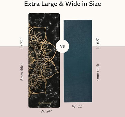 TPE Yoga Mat - Artist Designed, Premium eco friendly mats, Non Slip, Non toxic, Great For Regular & Hot Yoga, Pilates and Workouts (72 inch x 24 inch x 6mm thick)
