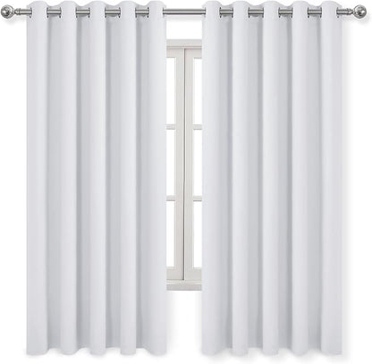 DWCN Wide Curtains for Living Room, 60W Inch Greyish White Curtain for Bedroom, Room Darkening Thermal Light Blocking Drapes - W60 x L63 Inches Long, 2 Panels
