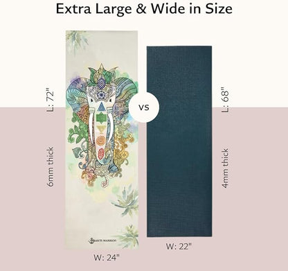 TPE Yoga Mat - Artist Designed, Premium eco friendly mats, Non Slip, Non toxic, Great For Regular & Hot Yoga, Pilates and Workouts (72 inch x 24 inch x 6mm thick)