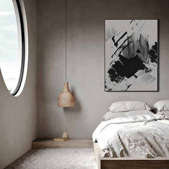 Black and White Abstract Canvas Wall Art Set,Modern Bathroom Wall Decor Nordic Calm/Zen Print Art Decorative for Living Room, Bedroom, Office Decor 12x16x3pcs