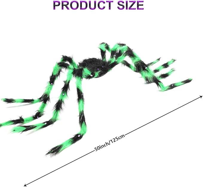 Halloween Spider Decorations 4ft Light Up Coloful Giant Spider(2 Pack) for Indoor Outdoor Halloween Decorations Yard Party House Décor