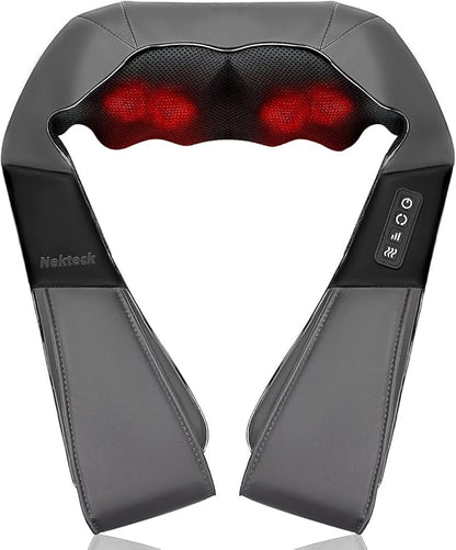 Nekteck Shiatsu Neck and Back Massager with Soothing Heat, Shoulder Massager for Pain Relief Deep Tissue, Electric 3D Kneading Massage Tools for Leg Body Muscle, Corded Power, Gifts for Him Her