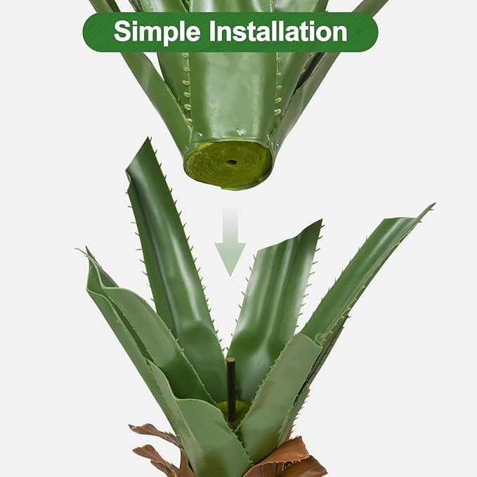 39.4 Inch Artificial Agave Plant, Realistic Faux Spiked Agave Tree with Lifelike Leaves and Moss in White Pot, Indoor Outdoor Floor Plant for Home Office Patio Porch Decor(1pack-3.2ft