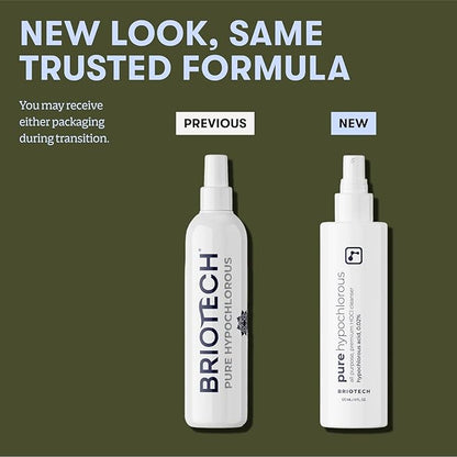 BRIOTECH Pure Hypochlorous Acid Spray and Cleanser, Original Premium HOCl Topical Solution, Multi-Purpose Cleaner, Family Approved & Pet Friendly, 2 fl oz Travel Size