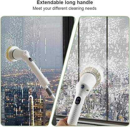 2025 Upgraded Electric Cleaning Brush, IPX7 Waterproof Electric Spin Scrubber with Replaceable Brush Heads, Adjustable Angle, Lightweight & Flexible for Bathroom, Kitchen, Tiles, and More