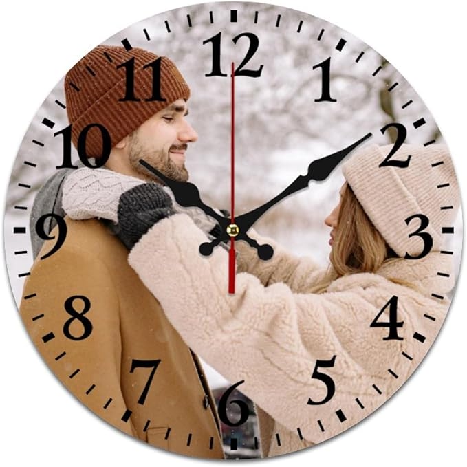 Personalized Wall Clock, Custom Wall Clock with Photo Text Image, for Home, Office, School Decor, Birthday, Christmas, Customized Gift, 10 inch/25cm