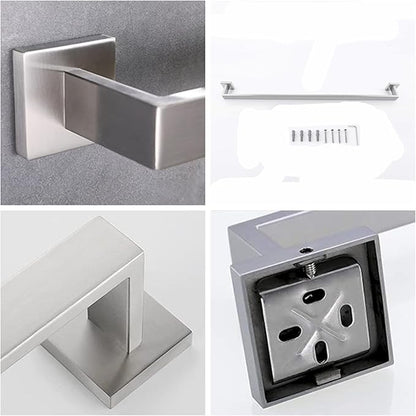 2 Packs 28 Inch Towel Bar for Bathroom 12/16/24/28/32/36 Inch Kitchen Towel Holder Brushed Nickel Towel Rod Wall Mounted SUS304 Rustproof Towel Rack Modern Square Design (2, Brushed Nickel, 28 Inch)