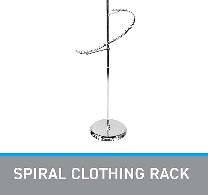 SSWBasics Sleek Chrome Spiral Clothing Rack - 29 Ball Retail Clothing Display Stand - 63"H - Boutique Garment and Accessories Display - Stylish Clothing Display Racks for Retail Stores