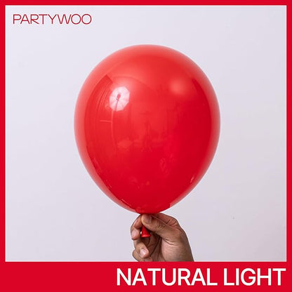 PartyWoo Red Balloons, 50 pcs 12 Inch Matte Red Balloons, Red Latex Balloons for Balloon Garland or Balloon Arch as Birthday Party Decorations, Wedding Decorations, Baby Shower Decorations, Red-Y57