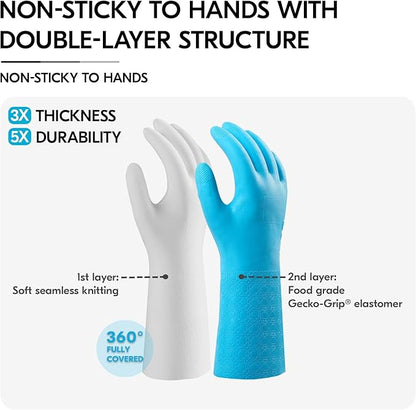 Vgo... 1 Pair Household Cleaning Gloves Infused with Rresh Rich Aromas, Lined Dishwashing Gloves,Long Sleeves Kitchen, Bathroom Cleaning, Gardening, Pet Care(Light Blue,M,TP1117)