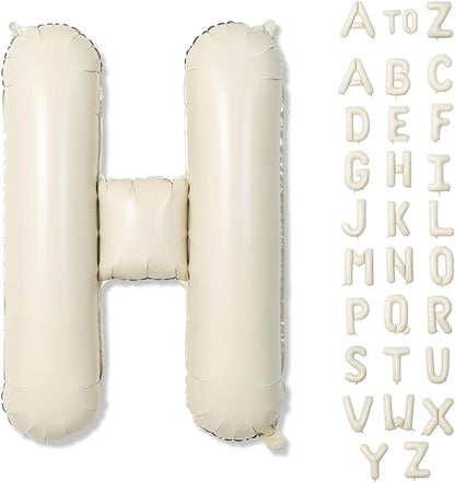 Giant Alphabet H Foil Name Balloons, Cream Ivory White Inflatable Word Balloons H Letters Birthday Decor, 40 Inch Mylar Beige A-Z Custom Letter Balloons for Girls Baby Shower Party Decoration Supplies