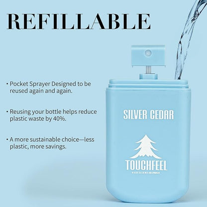 Spray Hand Sanitizer Travel Size Scented 3-Pack - Refillable Hydrating Hand Sanitizers Portable Design Travel Essentials (Silver Cedar) 0.93Fl Oz Each