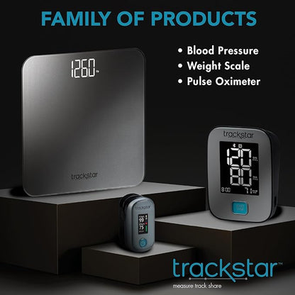 Trackstar Smart Wide-Platform Digital Weight Scale | 550 lb Weight Capacity | Trackstar Monitoring App | Bluetooth iOS & Android Compatible | Measure, Track, and Share Results