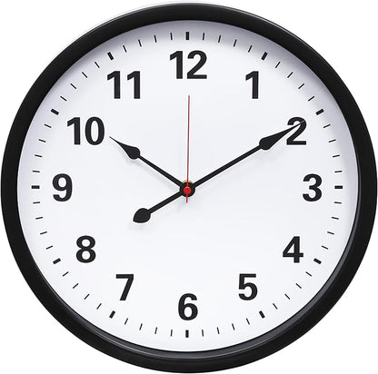 LEIKE Metal Wall Clock 14IN Black, Retro Silent Quartz Battery Operated, Decorative for Patio, Kitchen, Living Room, Bedroom, Pool