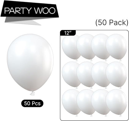 PartyWoo White Balloons 50 pcs 12 Inch Matte White Latex Helium Balloons for Wedding Bridal Graduation Engagement Baby Shower Gender Reveal Easter Anniversary Birthday Party Decorations White-Y13