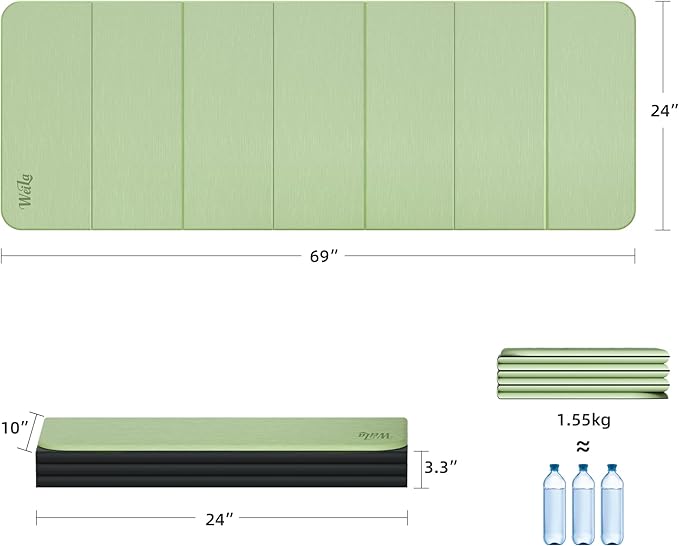 1/2 Inch Extra Thick Yoga Mat Pilates Equipment, 69"x24" Odorless Workout Mats for Home Gym, Non-slip Exercise Mats for Women Men Home Workout, Foldable Yoga Mats for Travel Camping Sleeping