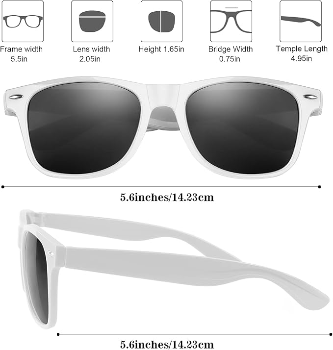 FEPITO 24 Pack Party Sunglasses Bulk for Birthday Party Favors Goody Bag Fillers for Beach Pool Party Toys for Adults, White