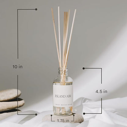 Sweet Water Decor Island Air Reed Diffuser Set | Tropical Fruits, Citrus, Sugar, Exotic Mountain Greens | Long Lasting | Summer Diffuser Oil