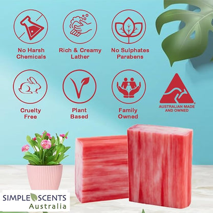 Melon Strawberry Scented Natural Soap Bars (12 Bars), 3.5oz Moisturizing French Triple Milled Soap Bars Enriched with Shea Butter - Pure Plant Oil Bath & Body Soaps